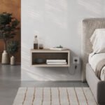 Κομοδίνο επιτοίχιο Brik Megapap με LED χρώμα καρυδί Ud - sandstone 45x30x18εκ. - Image 3