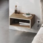 Κομοδίνο επιτοίχιο Brik Megapap με LED χρώμα καρυδί Ud - sandstone 45x30x18εκ. - Image 4