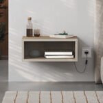 Κομοδίνο επιτοίχιο Brik Megapap με LED χρώμα καρυδί Ud - sandstone 45x30x18εκ. - Image 5