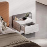 Κομοδίνο επιτοίχιο Dotta Megapap με LED χρώμα λευκό αντικέ - γκρι ρετρό 52x33,6x28εκ. - Image 4