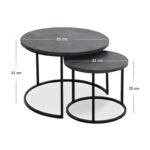 Τραπεζάκι σαλονιού σετ 2 τμχ Gary Megapap Mdf - μεταλλικό χρώμα σκούρο γκρι σκυροδέματος 65x65x44εκ. - Image 4