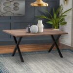 Τραπέζι Jeremy Megapap Mdf - μεταλλικό χρώμα καρυδί 140x80x75εκ. - Image 2