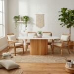 Τραπέζι Borno Megapap χρώμα φυσικό - λευκό εφέ μαρμάρου 180x89x75 εκ. - Image 2