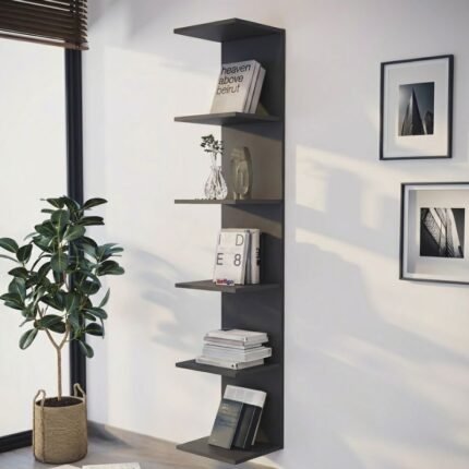 Βρες το Βιβλιοθήκη - Ραφιέρα τοίχου Ogden Megapap χρώμα ανθρακί 34