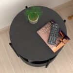 Τραπεζάκι βοηθητικό Kalid Megapap μελαμίνης - υφασμάτινο χρώμα ανθρακί - γκρι 43x43x60εκ. - Image 3