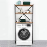 Έπιπλο πλυντηρίου Mindy Megapap μεταλλικό - μελαμίνης χρώμα μαύρο - pine oak 66x34x160εκ. - Image 3