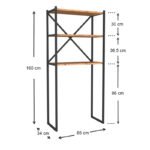 Έπιπλο πλυντηρίου Mindy Megapap μεταλλικό - μελαμίνης χρώμα μαύρο - pine oak 66x34x160εκ. - Image 4