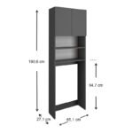 Έπιπλο πλυντηρίου Ramsey Megapap χρώμα ανθρακί 65x27x190,6εκ. - Image 4