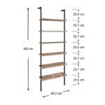 Βιβλιοθήκη τοίχου Madison Megapap μεταλλική - μελαμίνης χρώμα μαύρο - pine oak 60x20x183εκ. - Image 3