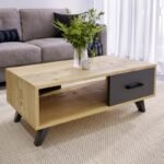 Τραπεζάκι σαλονιού Gilbert Megapap χρώμα sapphire oak - ανθρακί 90x45x35εκ. - Image 2
