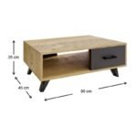 Τραπεζάκι σαλονιού Gilbert Megapap χρώμα sapphire oak - ανθρακί 90x45x35εκ. - Image 3
