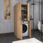 Ντουλάπα μπάνιου - Έπιπλο πλυντηρίου Millay Megapap χρώμα sapphire oak 70x70x180εκ. - Image 3