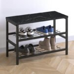 Βρες το Παπουτσοθήκη Dalia Megapap 6 ζευγών μεταλλική - μελαμίνης χρώμα μαύρο εφέ μαρμάρου 65x30x45εκ. σε μοναδική τιμή στο clickforshop.gr