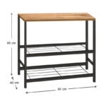 Τραπεζάκι βοηθητικό για φουρνάκι Mulligan Megapap μεταλλικό - μελαμίνης χρώμα μαύρο - pine oak 80x40x80εκ. - Image 4