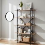 Βρες το Βιβλιοθήκη Ernesto Megapap χρώμα μαύρο - καπνιστή καρυδιά 90x35