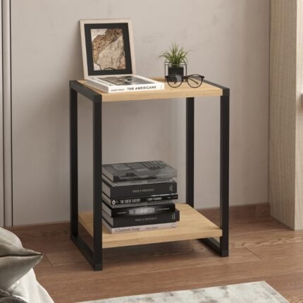 Βρες το Κομοδίνο Gina Megapap χρώμα sapphire oak - μαύρο 39x30x48εκ. σε μοναδική τιμή στο clickforshop.gr