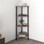 Βιβλιοθήκη γωνιακή Lela Megapap χρώμα μαύρο - καπνιστή καρυδιά 34x34x125εκ. - Image 2