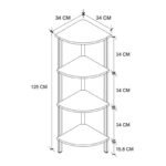 Βιβλιοθήκη γωνιακή Lela Megapap χρώμα μαύρο - καπνιστή καρυδιά 34x34x125εκ. - Image 4