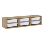 Συρταριέρα επιτοίχια Pavia Megapap με 6 συρτάρια χρώμα sapphire oak 132x31x30,7εκ. - Image 3