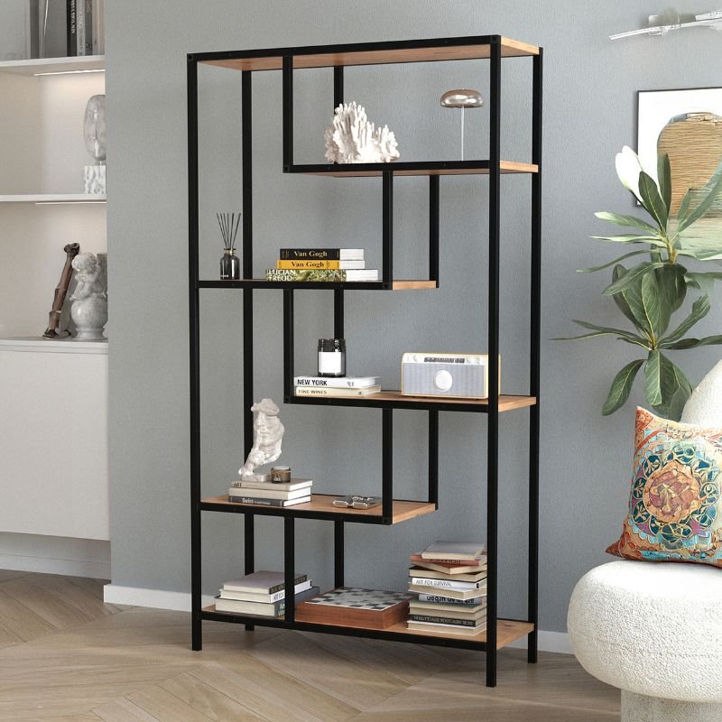 Βιβλιοθήκη Larissa Megapap χρώμα μαύρο - pine oak 90x30x159εκ. Βρες το Βιβλιοθήκη Larissa Megapap χρώμα μαύρο - pine oak 90x30x159εκ. σε μοναδική τιμή στο clickforshop.gr