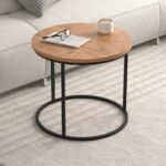 Τραπεζάκι σαλονιού σετ 2 τμχ Hilal Megapap χρώμα pine oak Ø66x49,5εκ. - Image 3