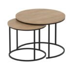 Τραπεζάκι σαλονιού σετ 2 τμχ Hilal Megapap χρώμα sapphire oak Ø66x49,5εκ. - Image 4