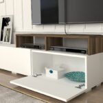 Σύνθεση τηλεόρασης Stamatia Megapap χρώμα λευκό - καρυδί 210x36,8x46,8εκ. - Image 4