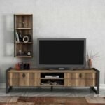 Σύνθεση τηλεόρασης Ursula Megapap χρώμα καρυδί - μαύρο 184,5x34x45εκ. - Image 3