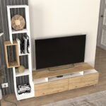 Σύνθεση τηλεόρασης Tulip Megapap χρώμα λευκό - sepet oak 160x29,5x160εκ. - Image 3