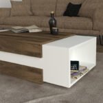 Τραπεζάκι σαλονιού Nora Megapap χρώμα λευκό - καρυδί 110x60,6x31εκ. - Image 4