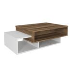 Τραπεζάκι σαλονιού Tab Megapap χρώμα λευκό - καρυδί 105x60x32εκ. - Image 4