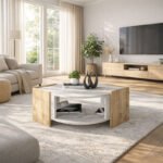 Τραπεζάκι σαλονιού Marbel Megapap χρώμα sapphire oak - λευκό εφέ μαρμάρου 75x75x40εκ. - Image 3