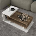 Τραπεζάκι σαλονιού Flynn Megapap χρώμα λευκό - καρυδί 90x50x35εκ. - Image 2