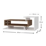 Τραπεζάκι σαλονιού Flynn Megapap χρώμα λευκό - καρυδί 90x50x35εκ. - Image 5