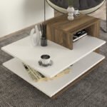 Τραπεζάκι σαλονιού Venus Megapap χρώμα λευκό - καρυδί 85x60x43,6εκ. - Image 3