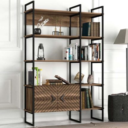 Βρες το Βιβλιοθήκη Eduardo Megapap μεταλλική - μελαμίνης χρώμα καρυδί 120x39x180εκ. σε μοναδική τιμή στο clickforshop.gr