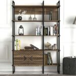 Βιβλιοθήκη Eduardo Megapap μεταλλική - μελαμίνης χρώμα καρυδί 120x39x180εκ. - Image 3