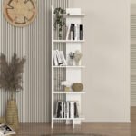 Βιβλιοθήκη Perla Megapap χρώμα λευκό 48x22x170εκ. - Image 2