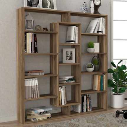 Βρες το Βιβλιοθήκη Ample Megapap χρώμα καρυδί 125x22x135