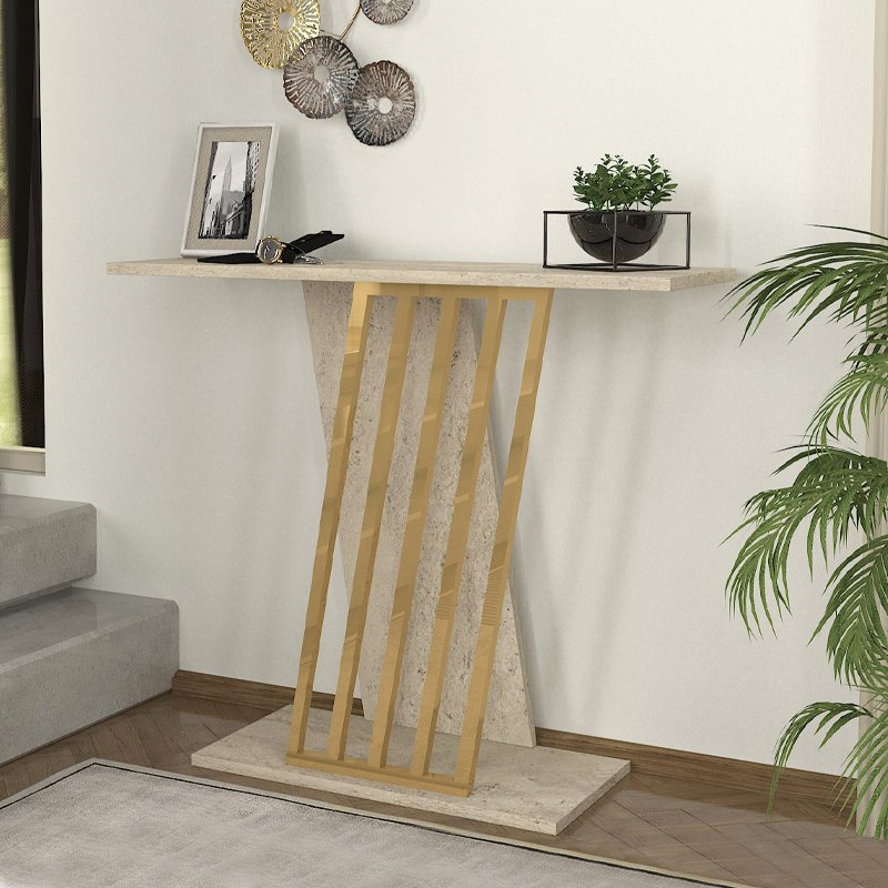 Κονσόλα Gravity Megapap χρώμα travertine - χρυσό 90x29 Βρες το Κονσόλα Gravity Megapap χρώμα travertine - χρυσό 90x29