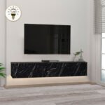 Βρες το Έπιπλο τηλεόρασης επιτοίχιο Damla Megapap με LED χρώμα μαύρο εφέ μαρμάρου 180x29