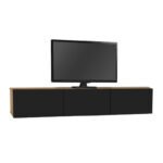 Έπιπλο τηλεόρασης επιτοίχιο Damla Megapap με LED χρώμα sapphire oak - μαύρο 180x29,5x29,5εκ. - Image 4