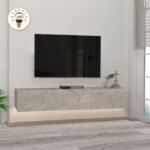 Βρες το Έπιπλο τηλεόρασης επιτοίχιο Damla Megapap με LED χρώμα λευκό εφέ μαρμάρου 180x29