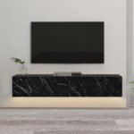 Έπιπλο τηλεόρασης επιτοίχιο Aristo Megapap με LED χρώμα μαύρο - εφέ μαρμάρου 135x31,6x25εκ. - Image 3