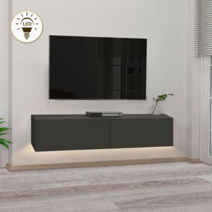 Βρες το Έπιπλο τηλεόρασης επιτοίχιο Aristo Megapap με LED χρώμα ανθρακί 135x31