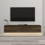 Έπιπλο τηλεόρασης επιτοίχιο Aristo Megapap με LED χρώμα καρυδί 135x31,6x25εκ. - Image 3