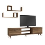 Έπιπλο τηλεόρασης Seddra Megapap χρώμα καρυδί 180x31,5x45εκ. - Image 4