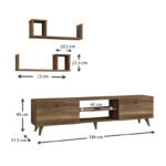 Έπιπλο τηλεόρασης Seddra Megapap χρώμα καρυδί 180x31,5x45εκ. - Image 5