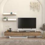 Έπιπλο τηλεόρασης Nirvana Megapap χρώμα καρυδί - λευκό 180x31,3x41,7εκ. - Image 4