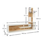 Έπιπλο τηλεόρασης Metehan Megapap χρώμα λευκό - sapphire oak 149,5x29,5x120εκ. - Image 4